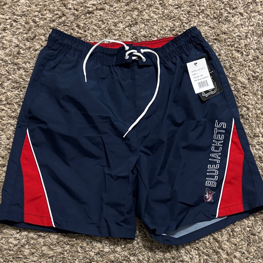 Men's Swim Shorts - Navy and Red Columbus Blue Jackets NWT